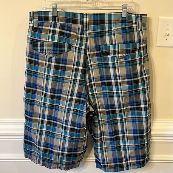 Enyce By Sean Combs Blue Plaid Cotton Shorts Size 36 - Picture 3 of 4